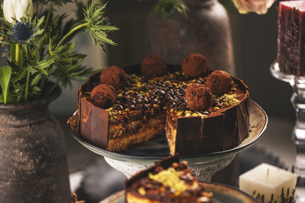 Delicious tiramisu cake with truffle